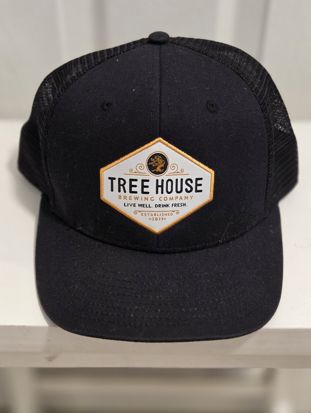 Tree House Brewing Company Black Trucker Hat with Gold Patch - Unisex